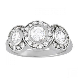 1.50 Ct. Diamond Engagement Fancy Ring Three Stone Style Gold 14K