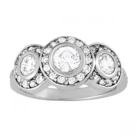 Sparkling Diamond 1.50 Ct. Engagement Fancy Ring Three Stone Style Gold 14K Three Stone Ring