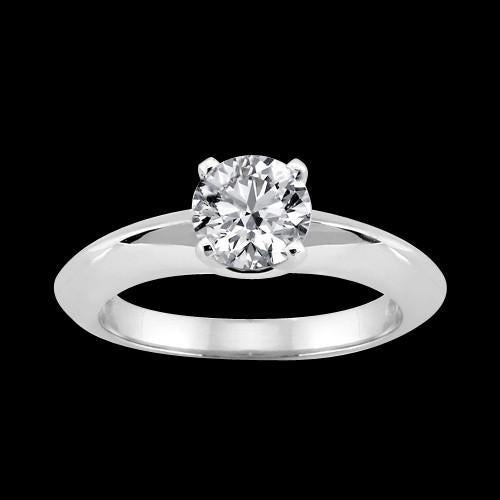 Sparkling   Lady’s Unique Solitaire White Gold Diamond Anniversary Ring 