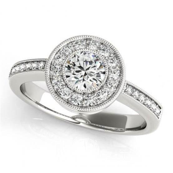 Sparkling Diamonds Halo Engagement 1.35 Carats Ring Gold White 14K Halo Ring