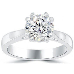 Round 3 Carat Diamond Engagement Solitaire Ring 14K White Gold
