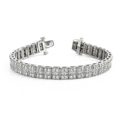 Real  Sparkling Filigree Round Diamond Bracelet White Gold 7 Ct