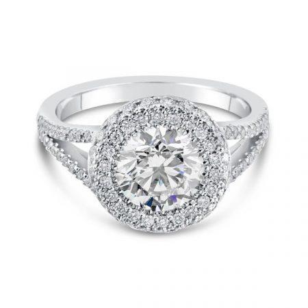 Sparkling Halo 3.00 Carats Diamonds Ring White Gold Halo Ring