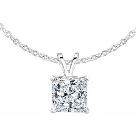 Sparkling Princess Cut 2.00 Ct. Diamond Necklace Pendant White Gold 14K Pendant