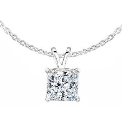 Sparkling Princess Cut 2.00 Ct. Diamond Necklace Pendant White Gold 14K Pendant