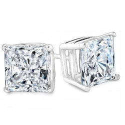 Sparkling Princess Cut 4.50 Ct Diamonds Studs Earring White Gold 14K