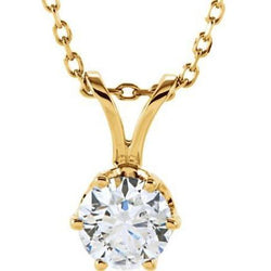 Solitaire Round Lab Grown Diamond Pendant Necklace 2.75 Carats Yellow Gold 14K