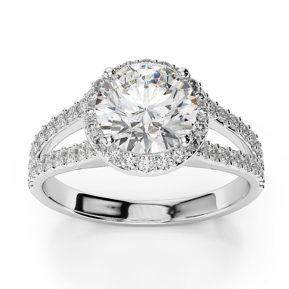 Sparkling Prong Set 4.00 Carats Diamonds Anniversary Ring Halo Wg 14K Halo Ring