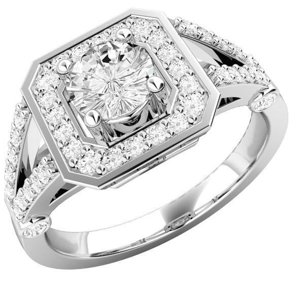 Sparkling Prong Set 4.15 Ct Diamonds Engagement Ring White Gold 14K Halo Halo Ring