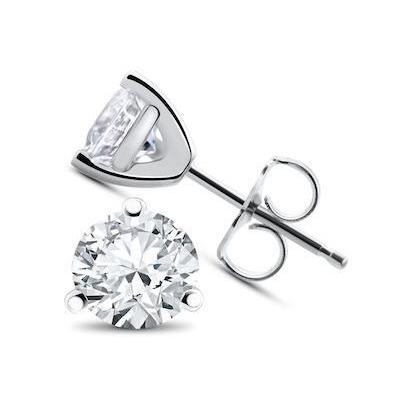 Sparkling Prong Set  Diamonds Studs Earrings White Gold  
