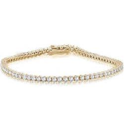 Sparkling Prong Set 7 Carats Lab Grown Diamonds Tennis Bracelet YG 10K