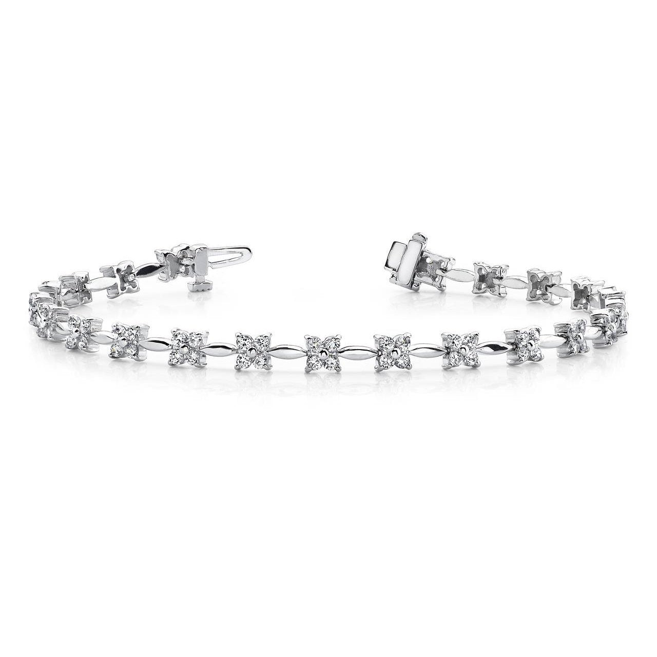 Sparkling Prong Set Round Cut Diamond 13.50 Carats Tennis Bracelet White Gold 14K Tennis Bracelet