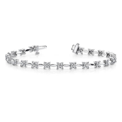 Sparkling Prong Set Round Cut Diamond 13.50 Carats Tennis Bracelet White Gold 14K Tennis Bracelet