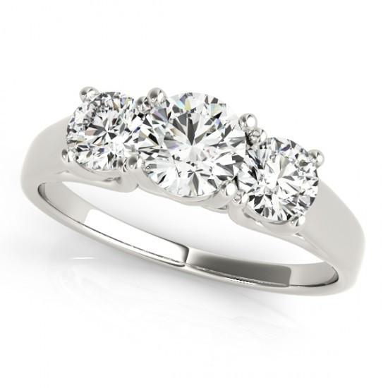 Sparkling Round Brilliant 1.65 Carat Diamonds Ring 3 Stone Solid Gold 14K Three Stone Ring