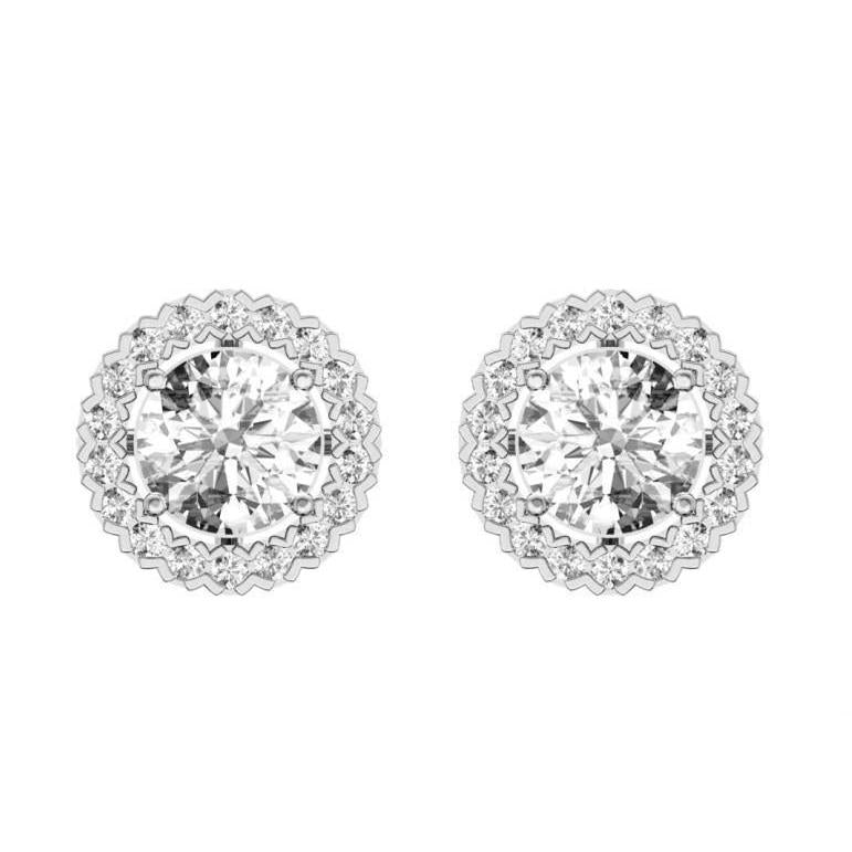 Sparkling Round Brilliant Cut 4.80 Ct Diamonds Women Studs Halo Earring Studs- Halo