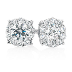 Sparkling Round Brilliant Prong Set 5 Carats Diamond Stud Earrings