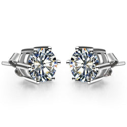 Sparkling Round Cut 2.10 Ct Diamond Stud Ladies Earring White Gold 14K