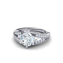 Sparkling Round Cut 2.20 Carats Genuine Natural Earth Mined Diamond Ring 14K White Gold