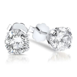 Sparkling Round Cut 3 Carats Diamonds Studs Earring White Gold 14K