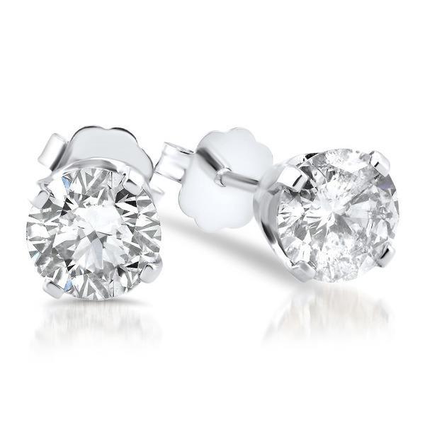Sparkling Round Cut Lady’s White Gold Round Anniversary Stud Earrings