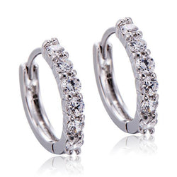 Sparkling Round Cut 3 Ct Diamonds Ladies Hoop Earrings White Gold 14K