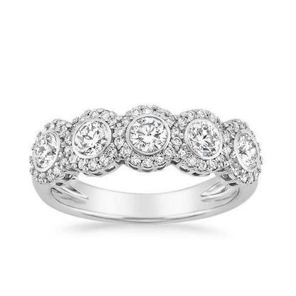 Sparkling Round Cut 3.10 Carats Diamonds Wedding Band 14K White Gold Half Eternity Band
