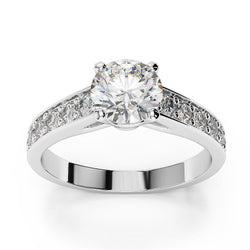Round Cut 3.35 Carats Real Natural Earth Mined Diamond Engagement Ring With Accents