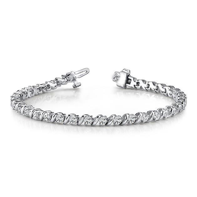 Sparkling Round Cut 3.40 Carats Diamonds Ladies Bracelet 14K Tennis Bracelet