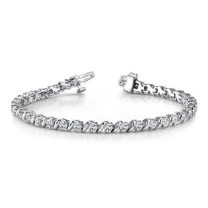 Sparkling Round Cut 3.40 Carats Diamonds Ladies Bracelet 14K Tennis Bracelet