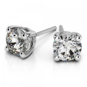 New Sparkling Round Cut Diamonds Lady White Gold Stud Earrings