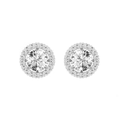 Sparkling Round Cut 3.90 Carats Natural Earth Mined Diamond Ladies Stud Halo Earrings
