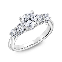 Real  Sparkling Five Stone 4 Carats Diamond Engagement Ring White Gold 14K