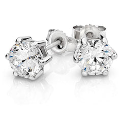 Sparkling Round Cut 4 Ct Lab Grown Diamonds Lady Studs Earring White Gold