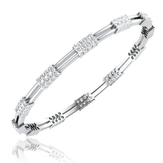 Sparkling Round Cut 4.80 Ct Diamonds Women Bangle Bracelet White Gold Bangle