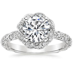 Natural  Sparkling Round Diamond Engagement Ring 6 Carats White Gold 14K