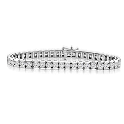Sparkling Round Cut 6.75 Carats Lab Grown Diamonds Channel Set Bracelet WG 10K