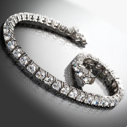Sparkling Round Cut Diamond Ladies Tennis Bracelet 10 Carats White Gold 14K Tennis Bracelet