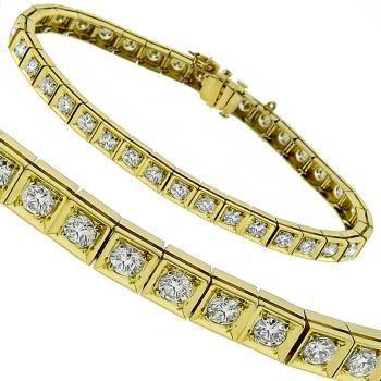 Sparkling Round Cut Diamond Ladies Tennis Bracelet Yellow Gold Tennis Bracelet