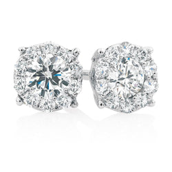 Sparkling Round Cut Diamonds Women Studs Halo Earrings 5.00 Ct WG 14K