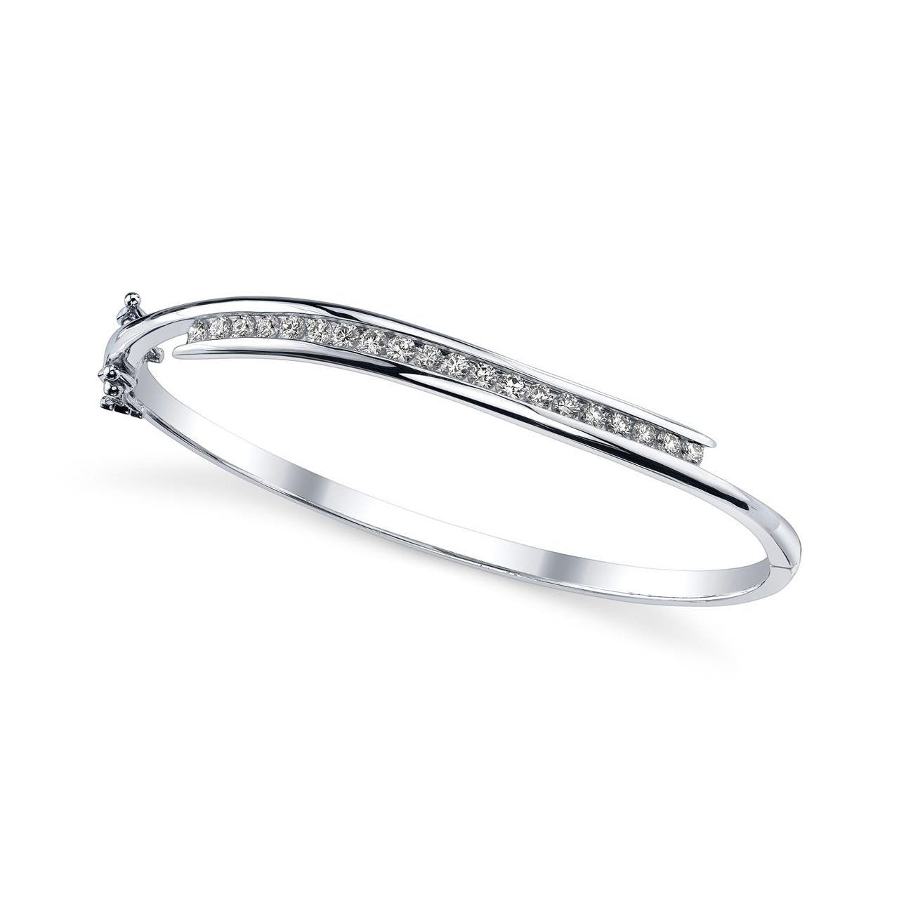 Sparkling Round Diamond Ladies Bangle Bracelet Solid White Gold 5 Ct Bangle