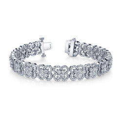 Sparkling Round Natural Earth Mined Diamond Tennis Bracelet White Gold Women 9.10 Carats
