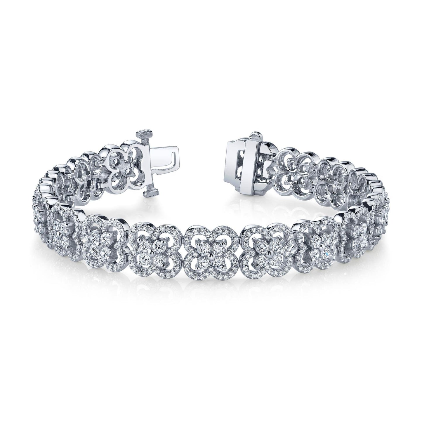 Sparkling Round Diamond Tennis Bracelet White Gold Women 9.10 Carats Tennis Bracelet