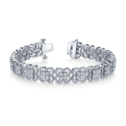 Sparkling Round Diamond Tennis Bracelet White Gold Women 9.10 Carats Tennis Bracelet