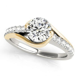 Round Diamond 1.50 Carats Engagement Solitaire Ring Two Tone Gold 14K