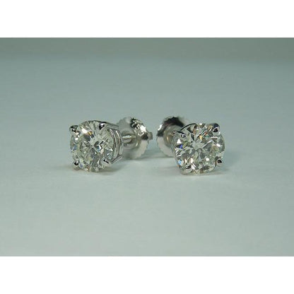 Sparkling Round Diamonds  Stud Earrings White Gold  Stud Earrings