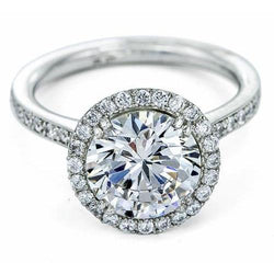 2.25 Carats Round Halo Diamond Ring White Gold