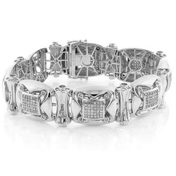 Sparkling Small Diamonds Men's Bracelet White Gold 14K 9 Carats