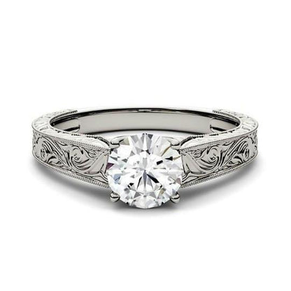 Antique  Princess Cut Unique Solitaire White Gold Diamond Anniversary Ring 