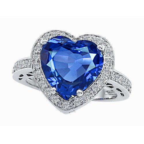New Stylish Sri Lanka Blue Sapphire Diamond Ring White Gold