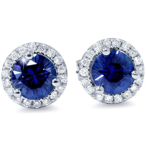 Sri Lanka Blue Sapphire Diamond Stud Earring Gold Jewelry 5 Carats Gemstone Earring